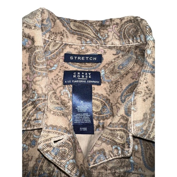Crazy Horse a Liz Claiborne Company Stretch Corduroy‎ Paisley Vest Sz M Brown - Picture 5 of 9